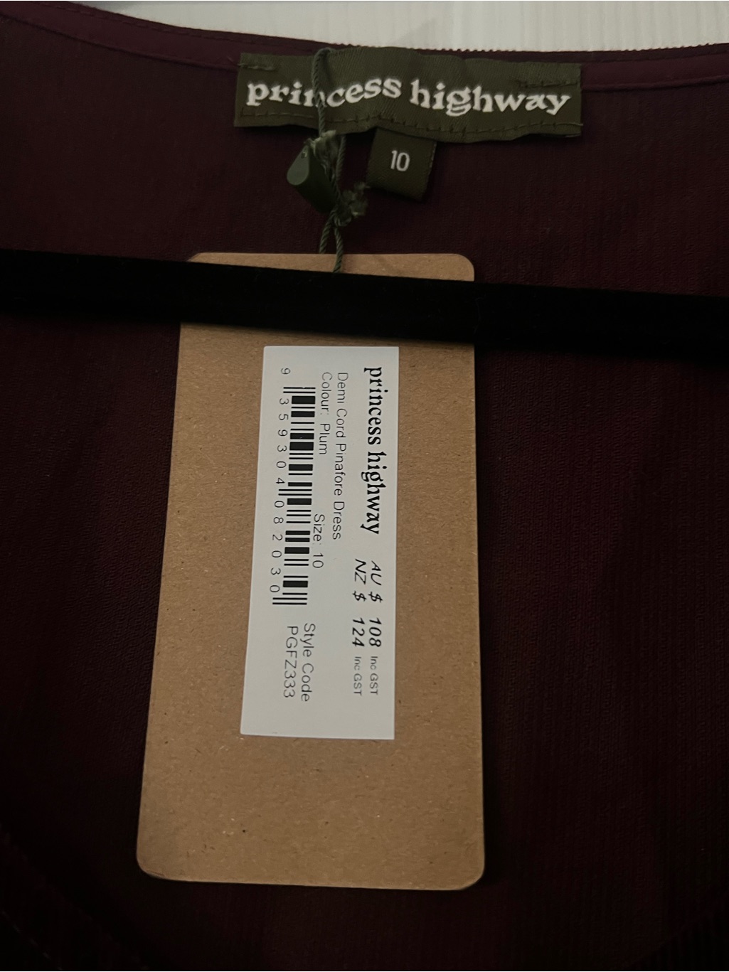 Princess Highway Demi Cord Pinafore Dress Plum Size Au 10 / Us 6 - Nwt — image 4 of 7